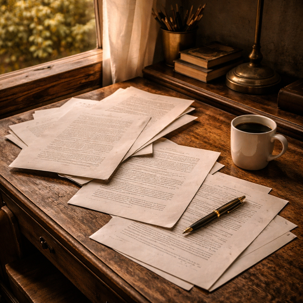 Bottomlands Press writing desk — independent publisher rooted in the Mississippi Delta