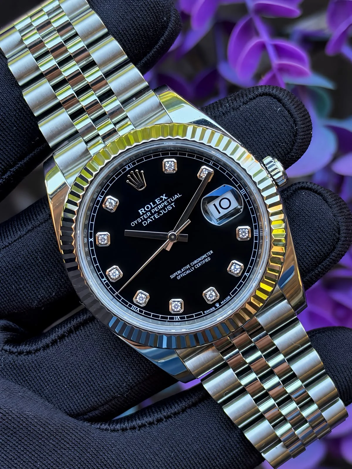 Rolex Datejust 41 Black Diamond Dial Fluted Jubilee (2022) – Ref. 126334