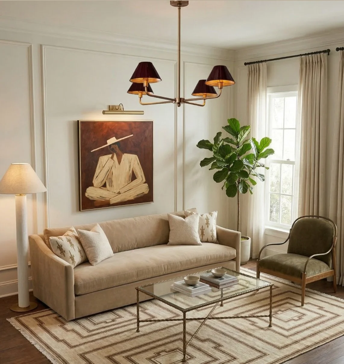 A living room that feels calm the moment you walk in. Warm neutrals, layered textures, and a few bold accents create a space that feels timeless, comfortable, and quietly elevated. Proof that simple pieces, thoughtfully chosen, can completely transfo
