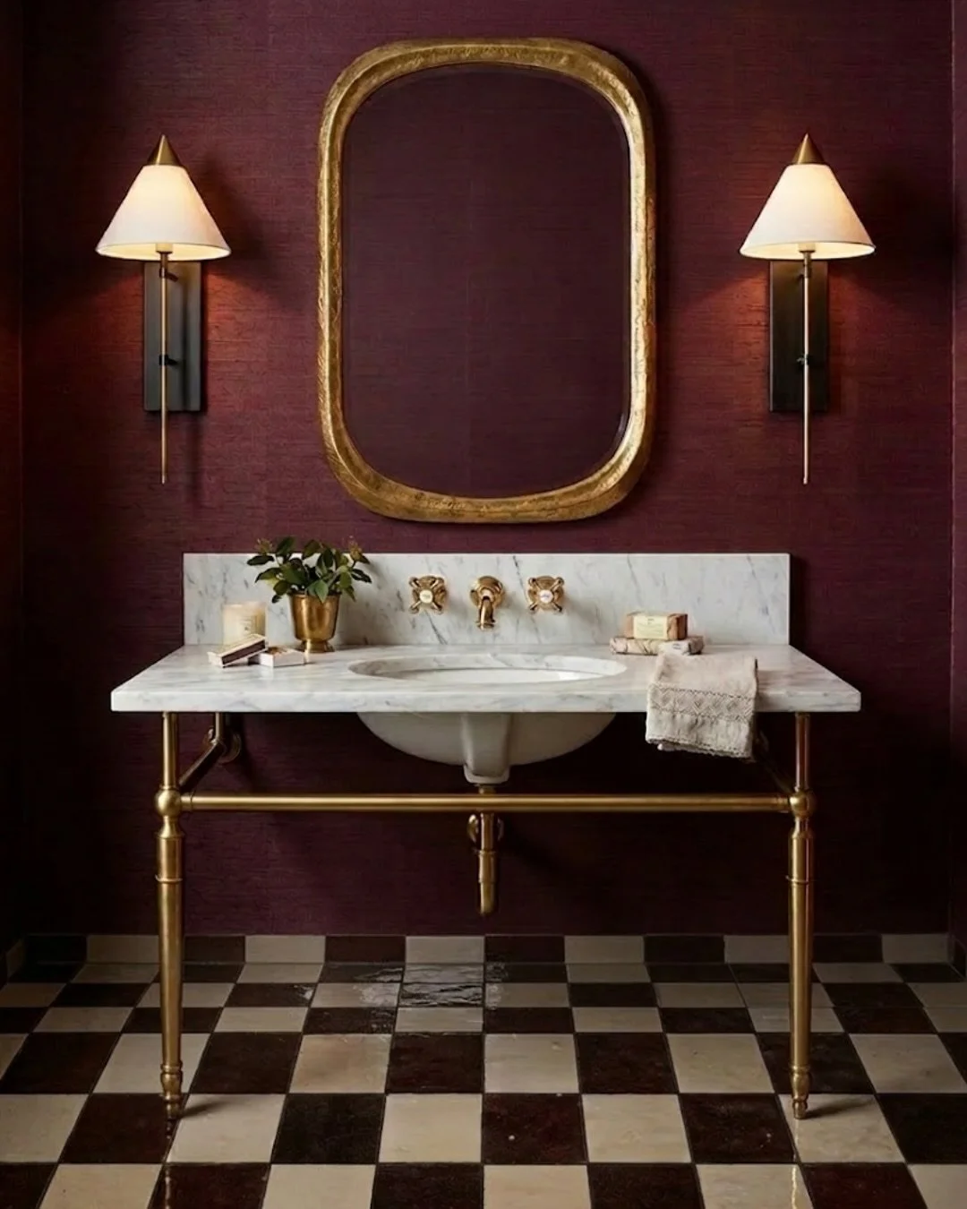 Flooring can completely change the personality of a room.

Same vanity. Same lighting. Same wall color.

But two very different floors.

1️⃣ Checkered marble floors feel classic, European, and a little dramatic. 
2️⃣ Warm wood floors feel softer, war