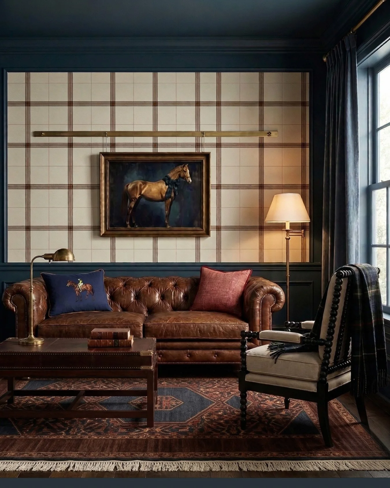 I have always admired a Ralph Lauren inspired room. The rich leather, classic plaids, and that cozy collected feeling are so timeless to me, so I had to recreate one.

This is not a style I naturally lean toward for my own home, but that is the beaut