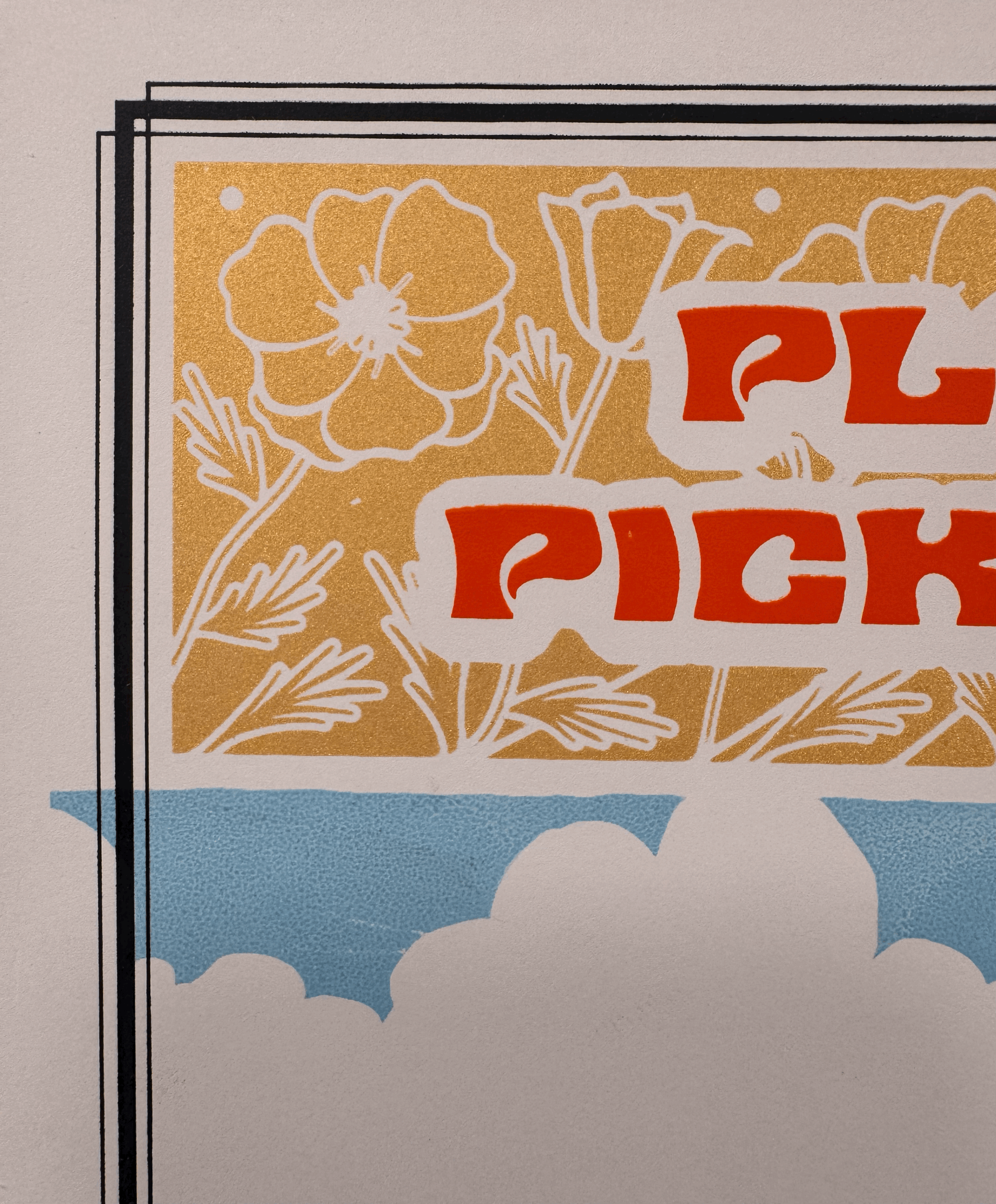 Trippy Retro Gold Banner detail Don't Pick the Poppies.gif