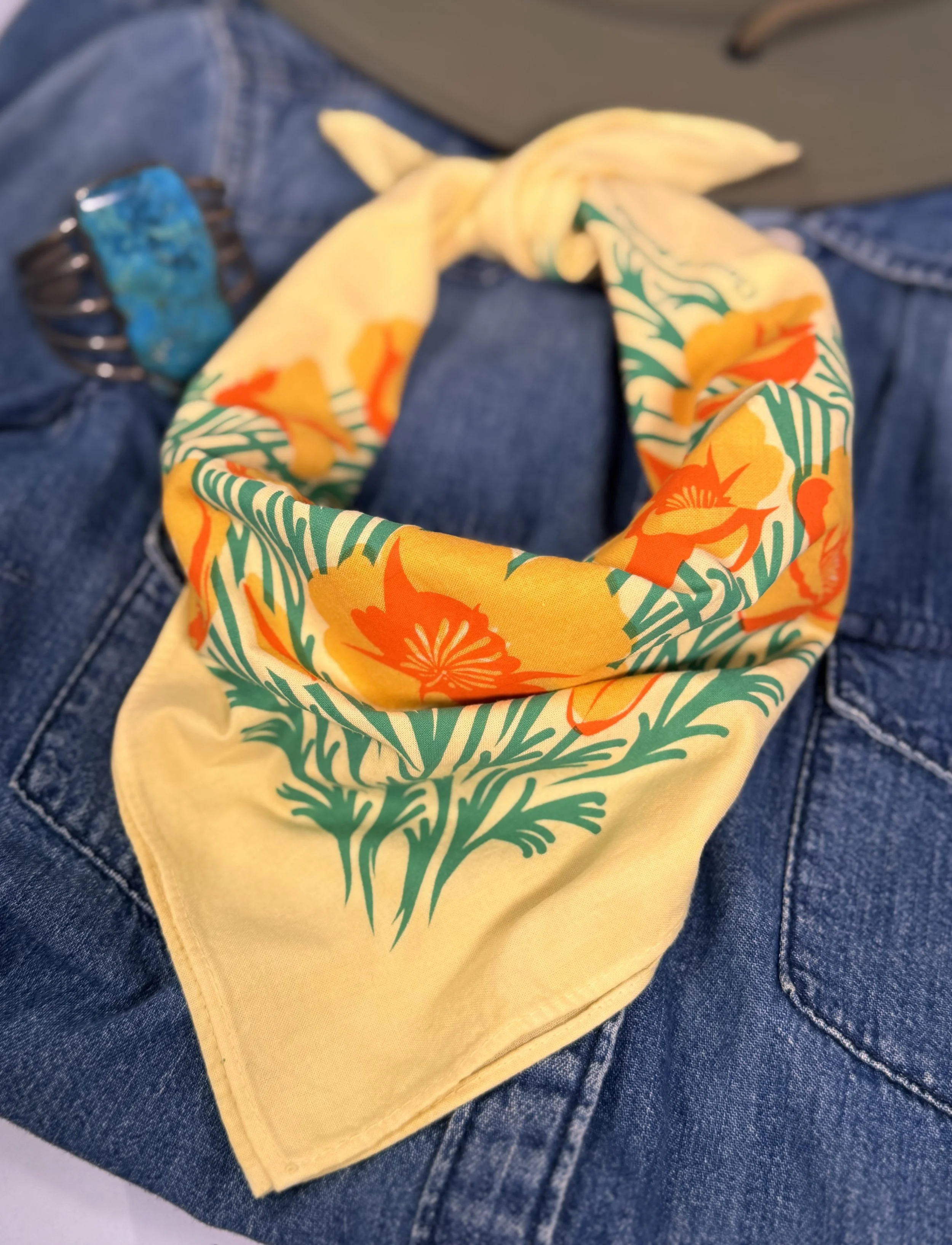California Poppy cotton bandana made in USA.jpeg