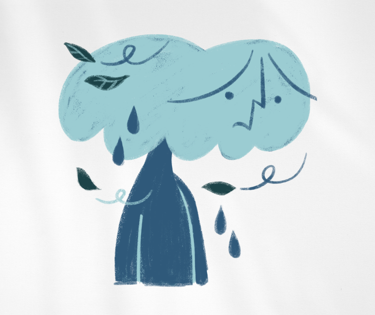 Illustration representing sadness and low mood