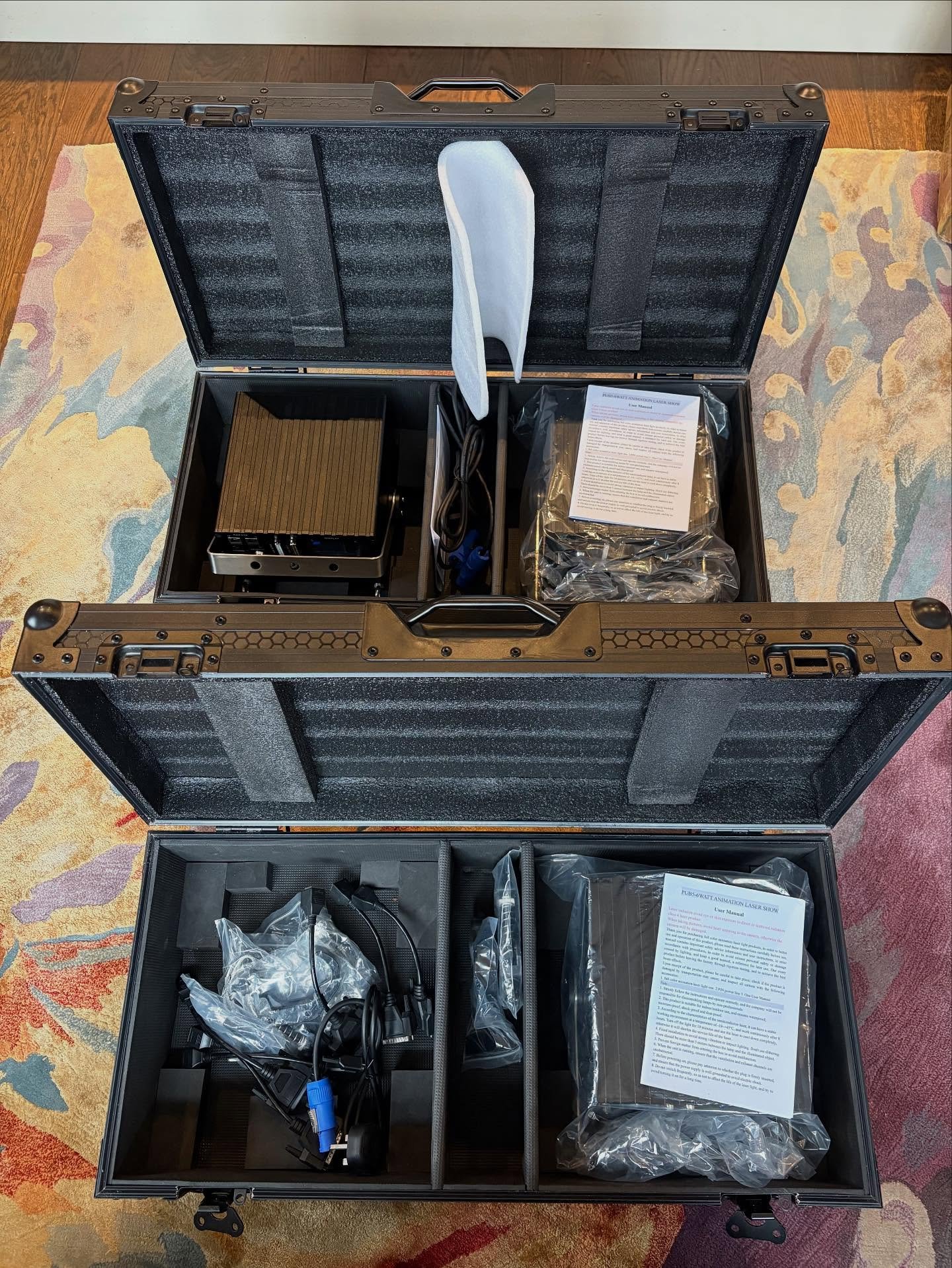 Introducing the cosmic lasers Hire fleet&hellip; 4 x 6 Watt lasers, ready for action!