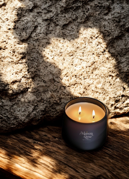 Matt Black Glass Candle 450g