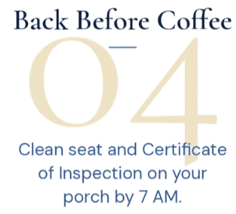 Reminder note with back-to-school message for O4, emphasizing cleaning seat and certificate inspection on porch by 7 AM.