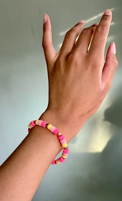 Raspberry sherbert clay bead bracelet