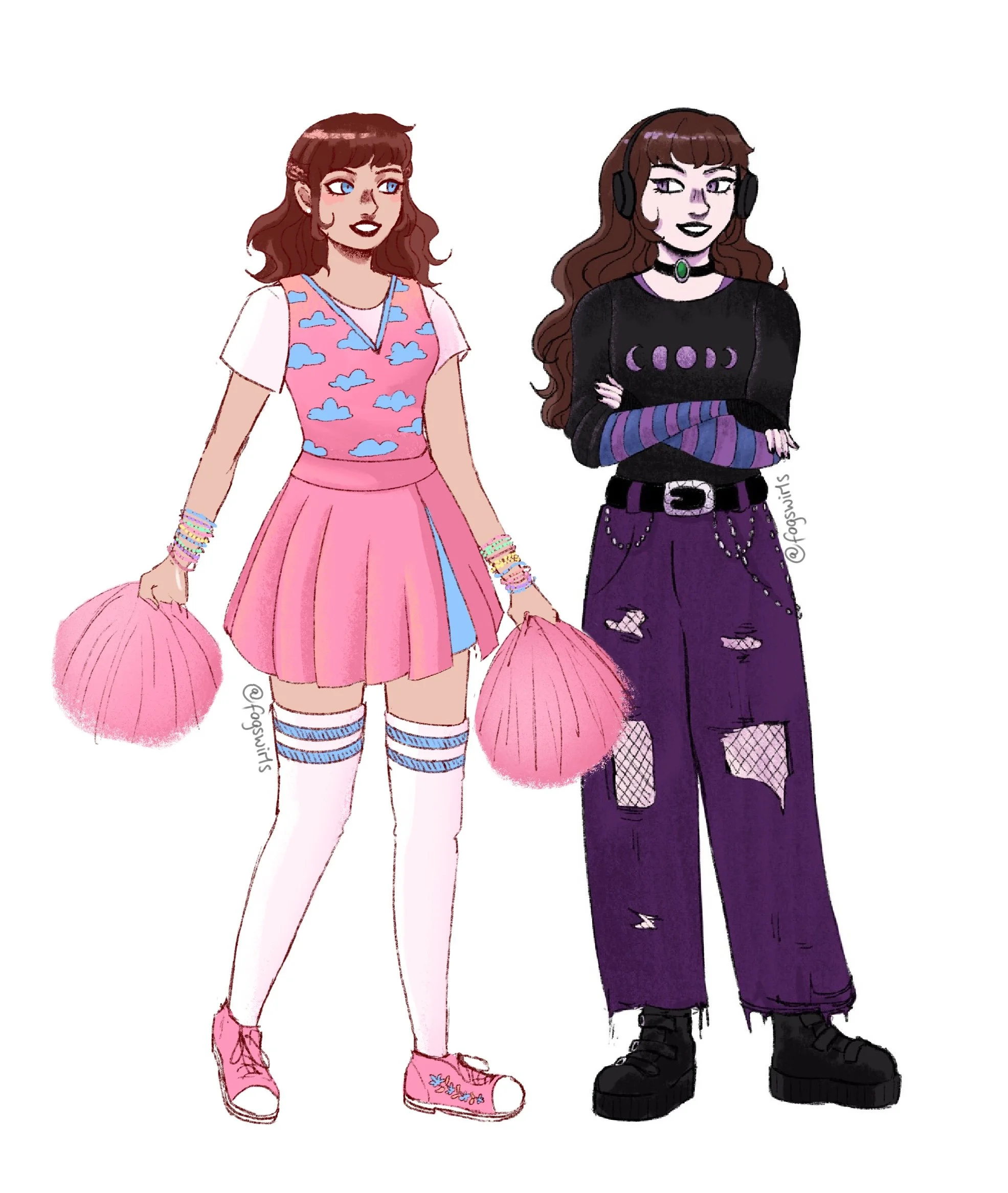 My Sister the Vampire character designs- inspired by my love for the books as a child and Paige Pooler's illustrations. 