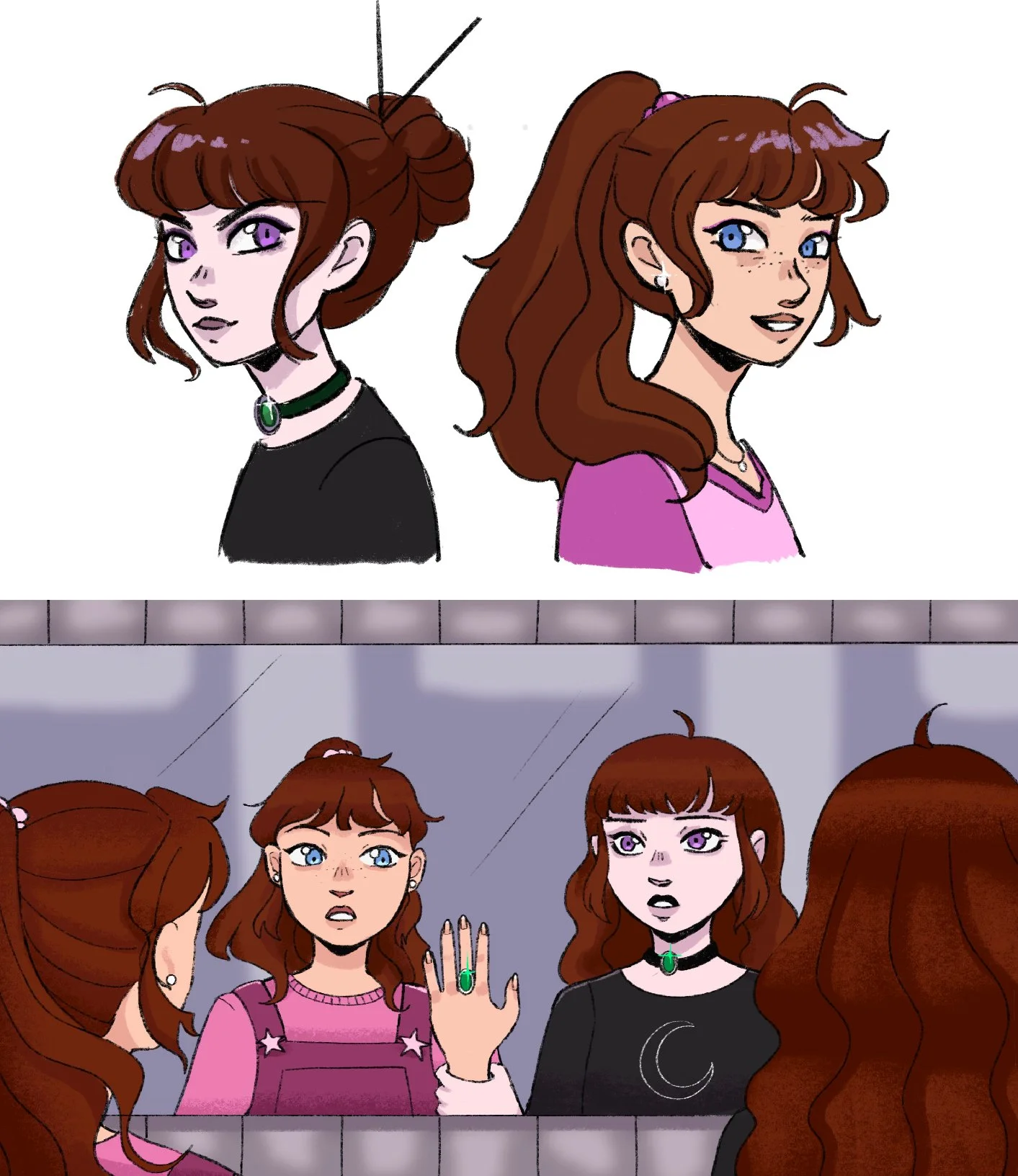 My Sister the Vampire character designs- inspired by my love for the books as a child and Paige Pooler's illustrations. 