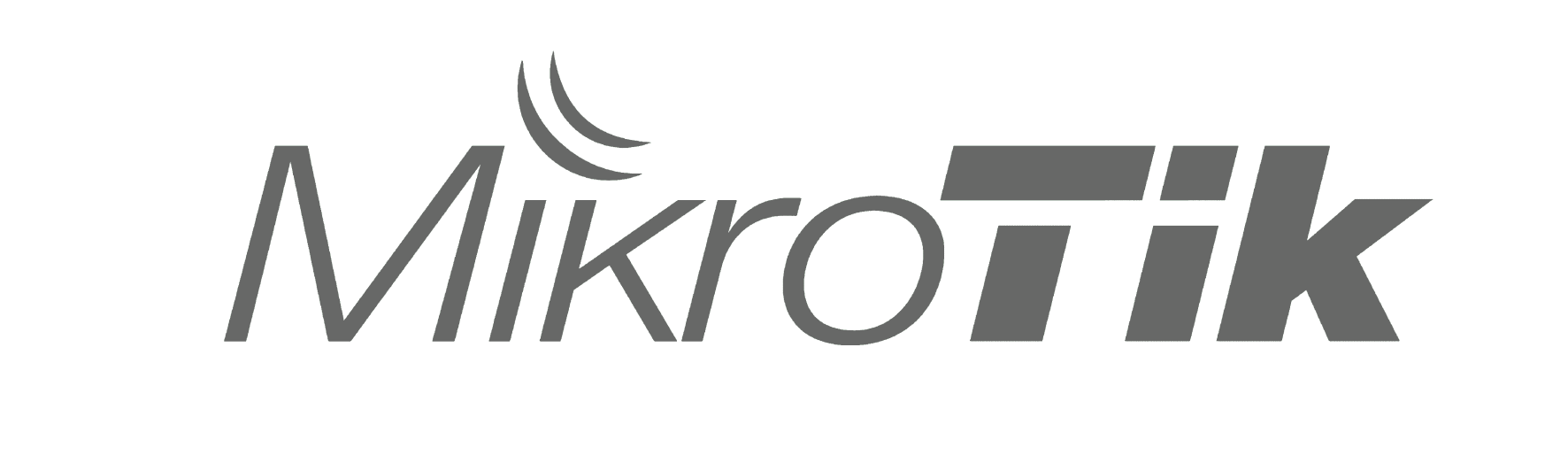 MikroTik logo in black and gray with three curved lines above the letter 'i'.