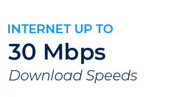 Text on a black background advertising internet download speeds up to 30 Mbps