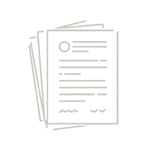 A line drawing of papers and contracts