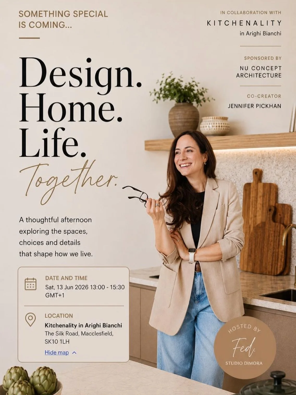 The way your home feels starts here. ⭐️

Tickets are now live for Kitchen &amp; Living Spaces: An Interior Design Masterclass hosted by @kitchenalityltd in @arighibianchi , sponsored by @nuconceptsltd and co-created by @jenniferpickhanofficial.

An a