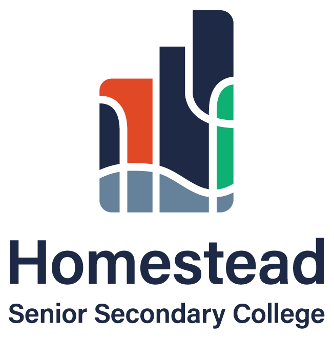 Logo of Homestead Senior Secondary College with a stylized design in green, blue, orange, and gray colors.