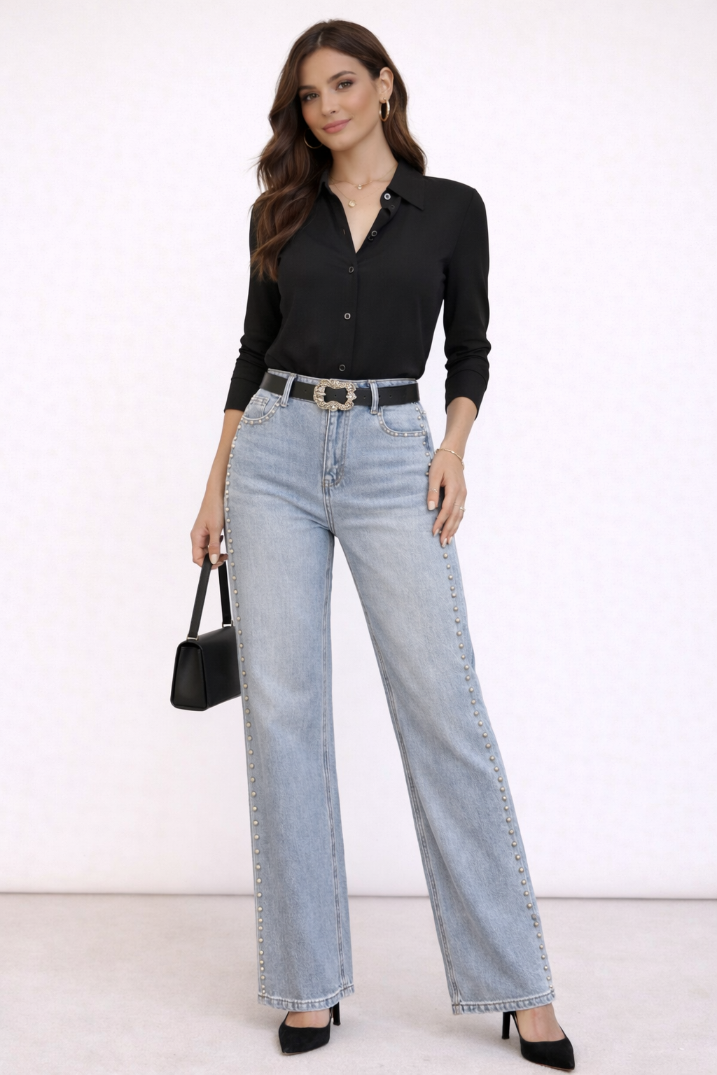 Jeans Studded Wide Leg