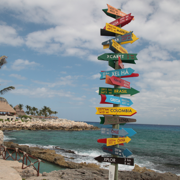 panneau indicateur dans le parc x caret sur la riviera maya