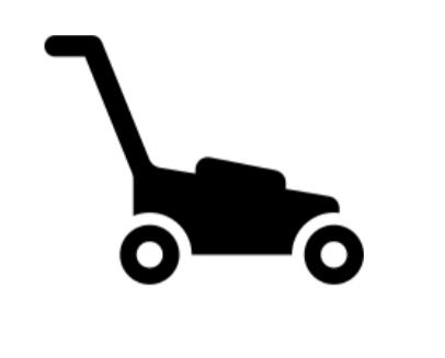 Icon of a minimalistic black lawn mower.
