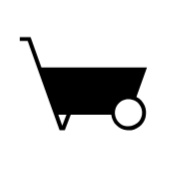 Icon of a minimalistic black wheelbarrow.
