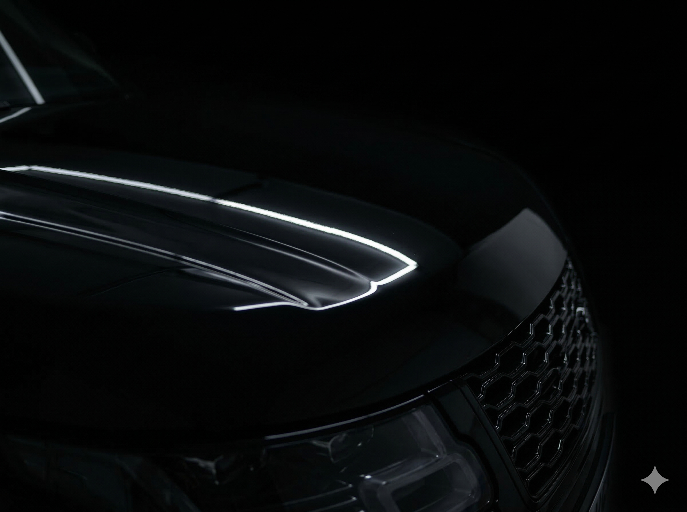 Extrémní hloubka laku a zrcadlový lesk po detailingu černého auta