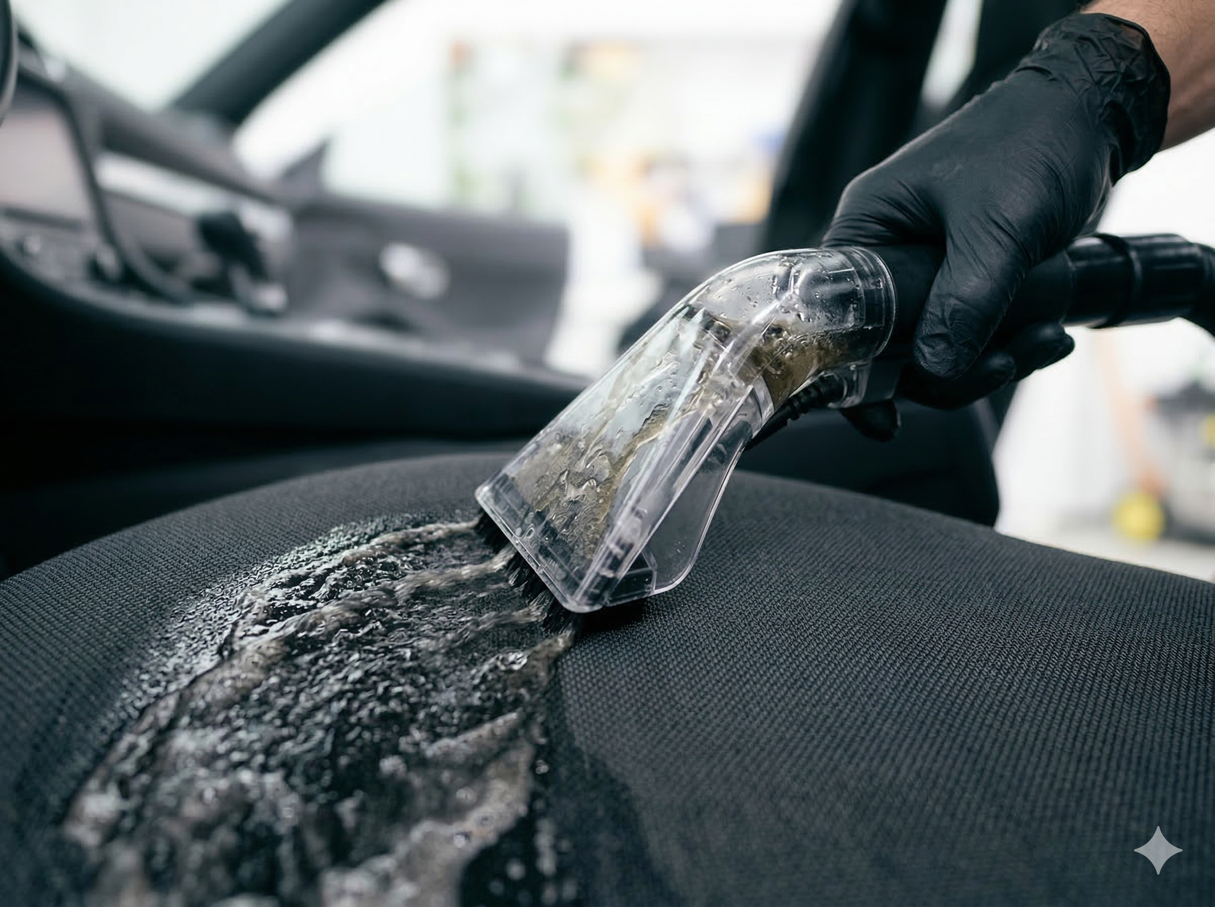 Mokré hloubkové čištění interiéru a tepování autosedaček extraktorem České Budějovice