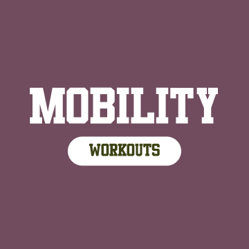 Text graphic with the words 'Mobility Workouts' on a purple background.