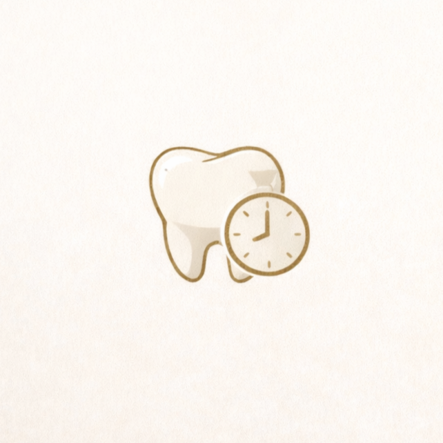 Illustration of a tooth with a clock in front of it.