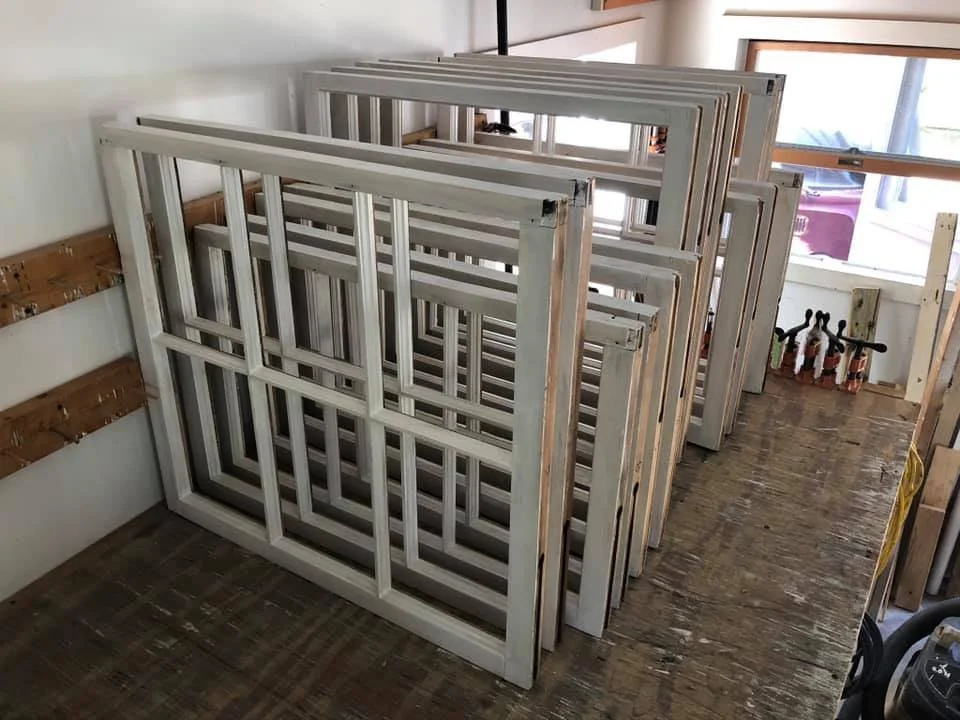 6-OVER-1 Windows fresh from the home, before restoration.