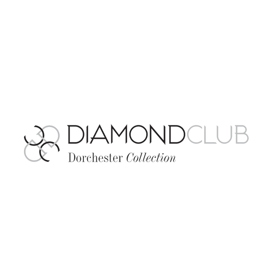 Logo for Diamond Club Dorchester Collection with overlapping diamond shapes and the text 'Diamond Club' and 'Dorchester Collection'.
