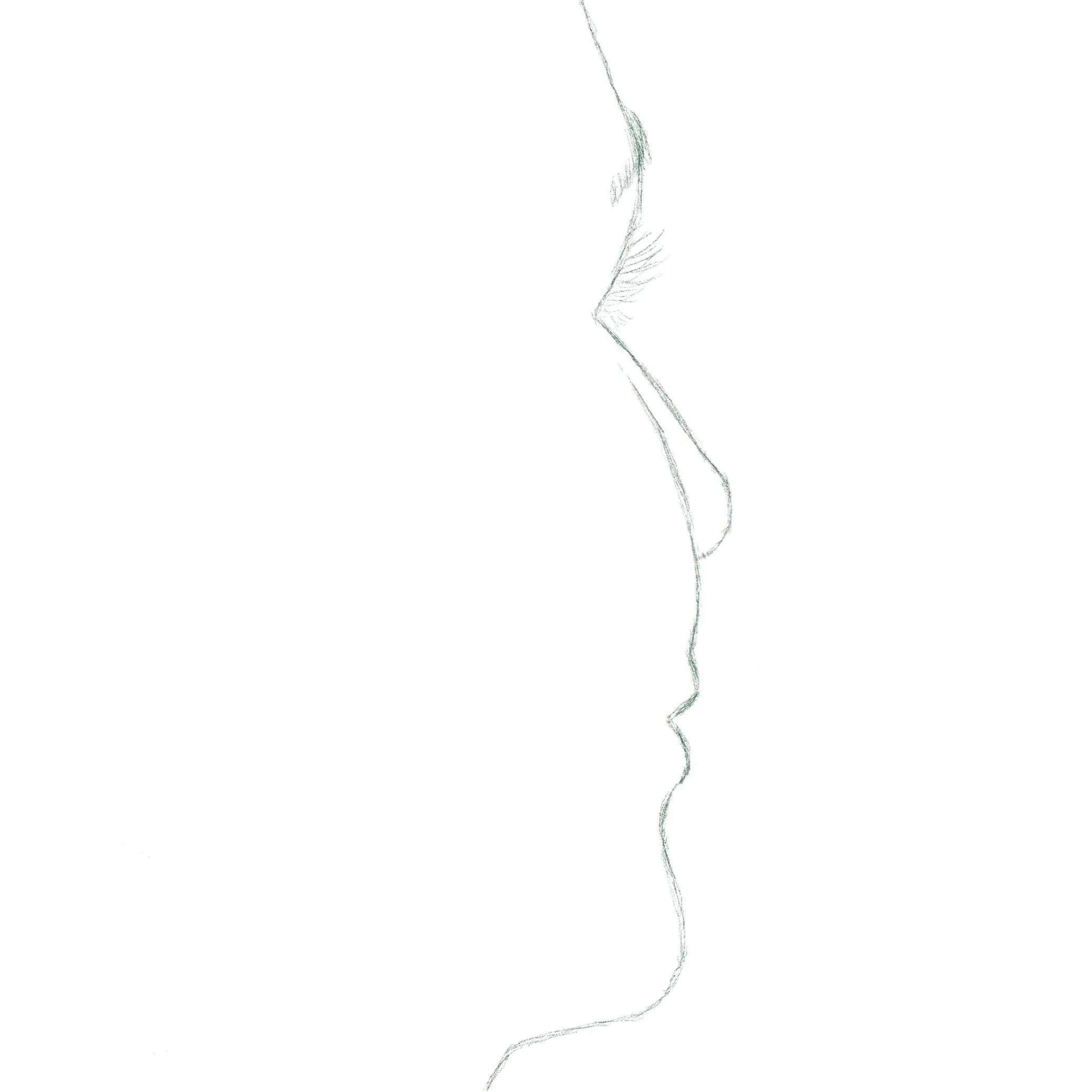 Minimalist line drawing of a person's face in profile view.