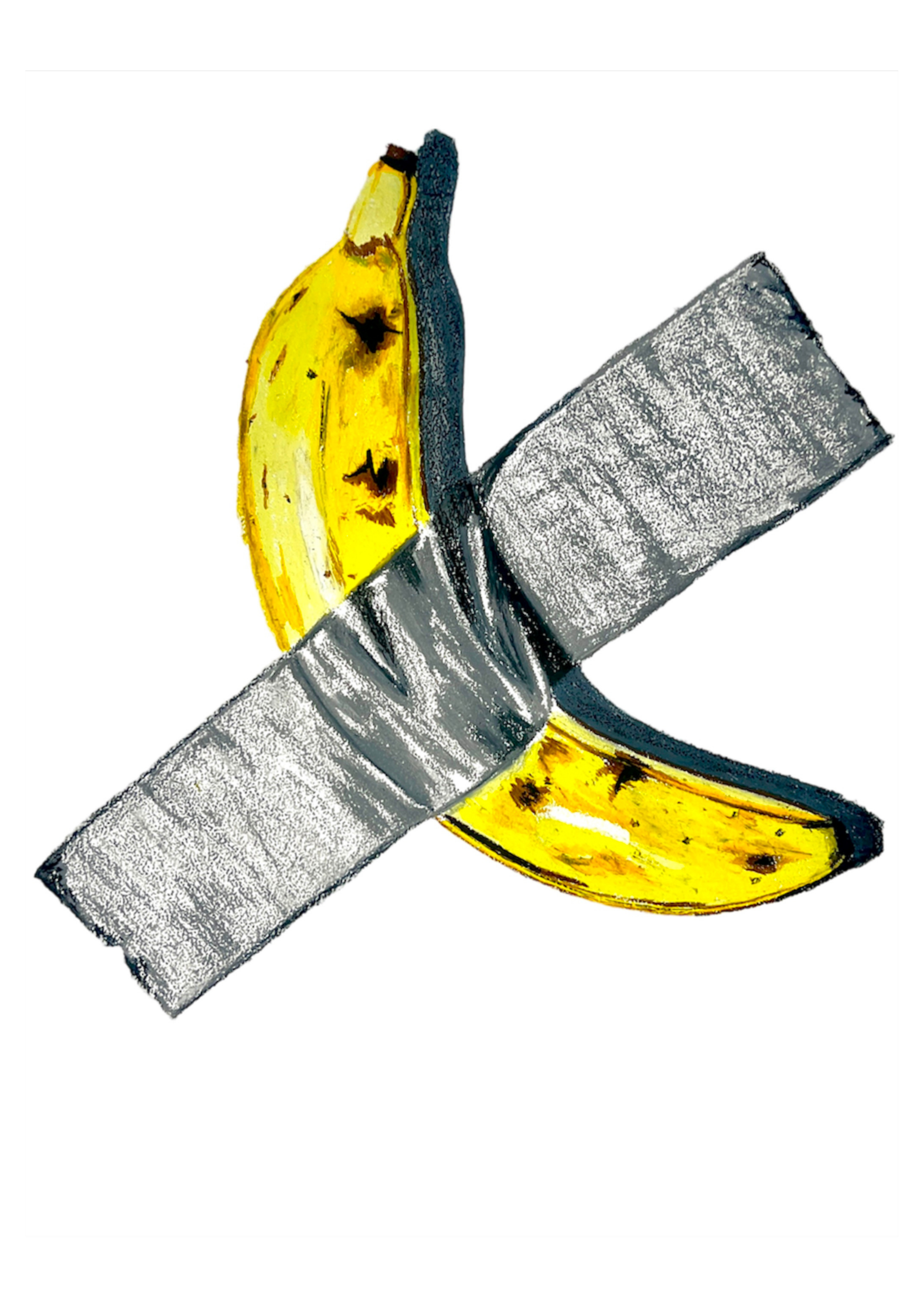 banana taped oil pastels laura treand