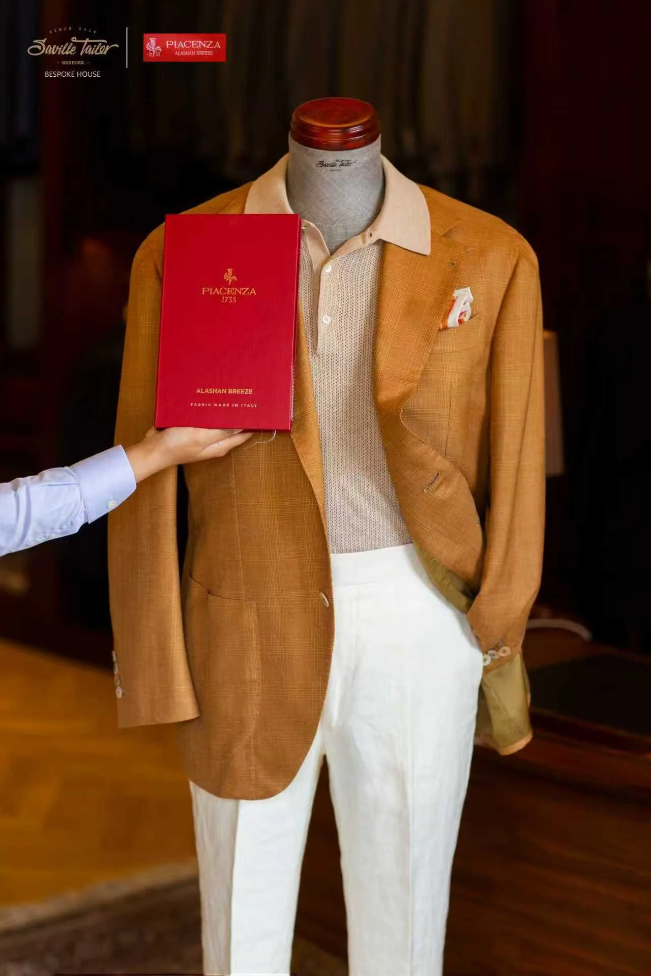 A casual bespoke suit.