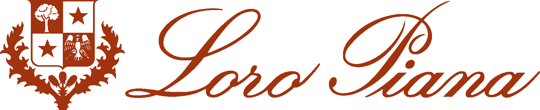 The logo features a crest with a tree, two stars, an eagle, and decorative orange foliage, accompanied by the text 'Loro Liana' in elegant cursive font.