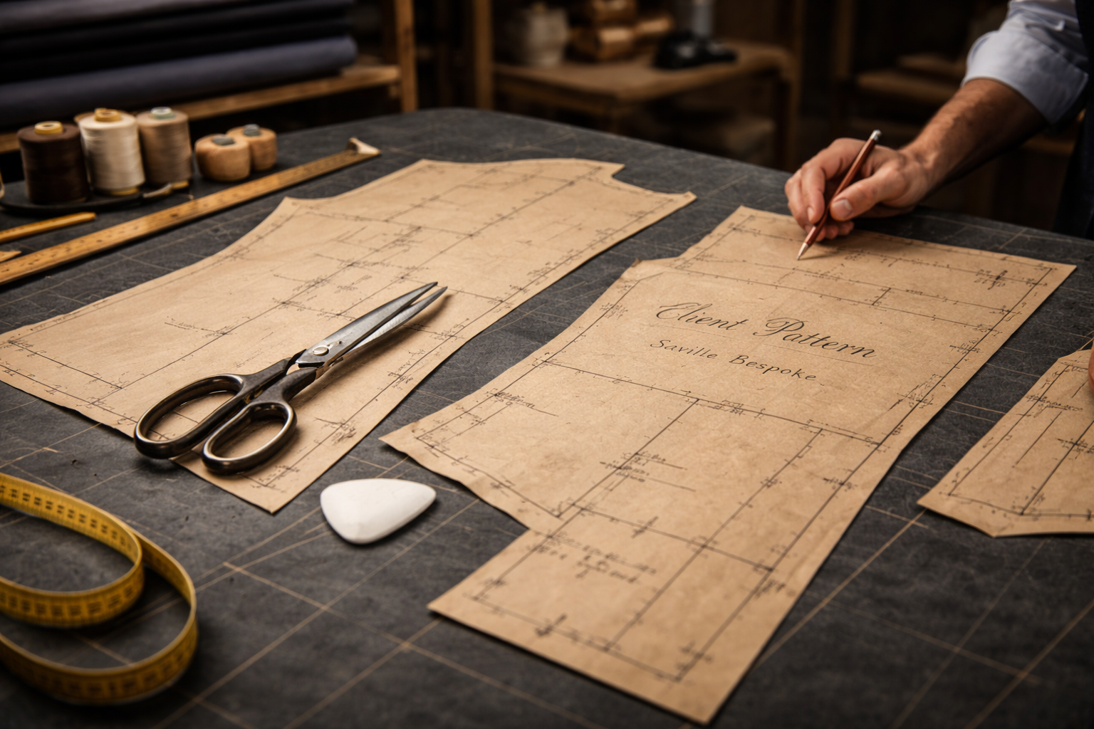 individual paper pattern. bespoke suit singapore. tailor fitting singapore