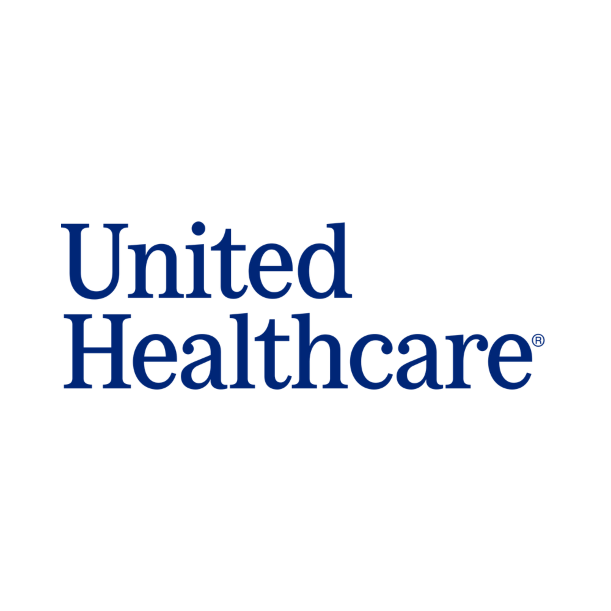 Text graphic with the words 'United Healthcare' written in blue, with some black text above and below, and optional logo marks.