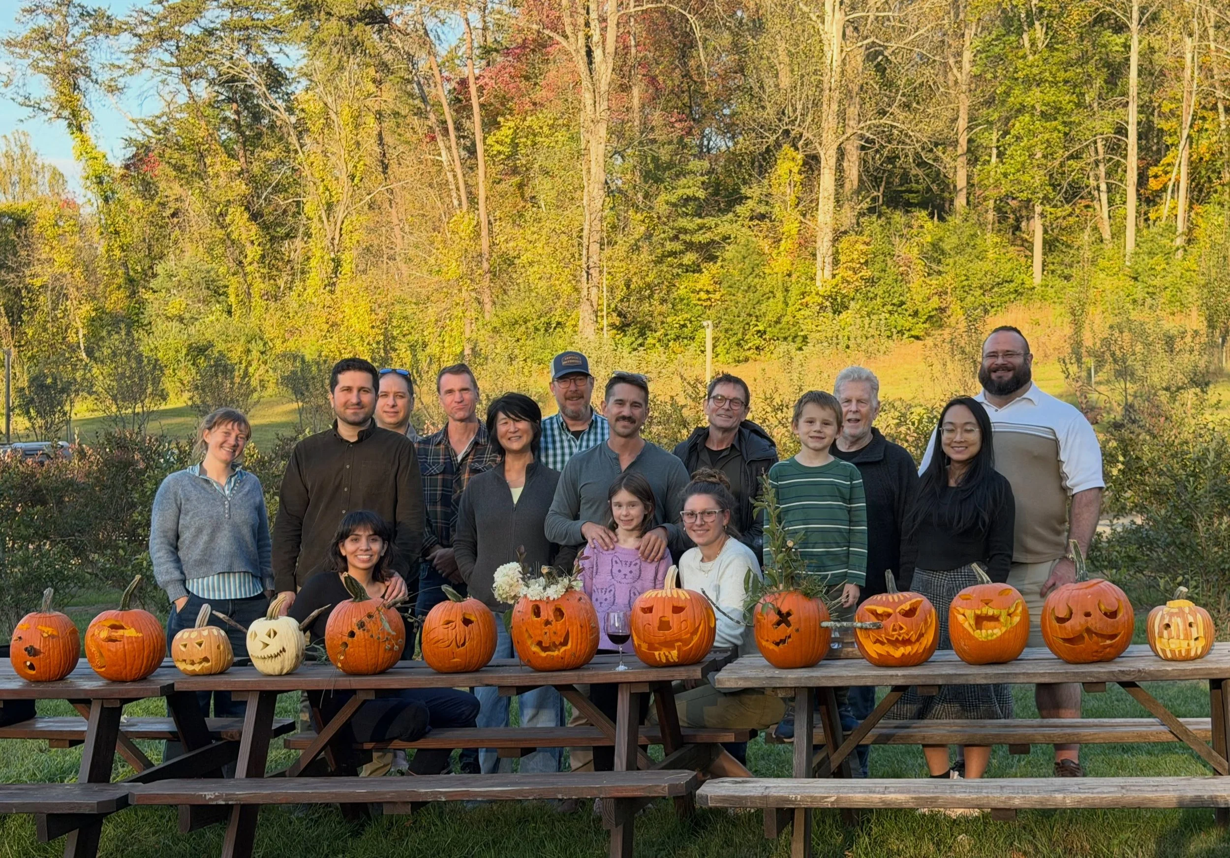 Our annual pumpkin carving from last Friday at the lovely @eastwoodfarmandwinery! Happy spooky season from our team at BRW Architects! 👻🎃☠️
