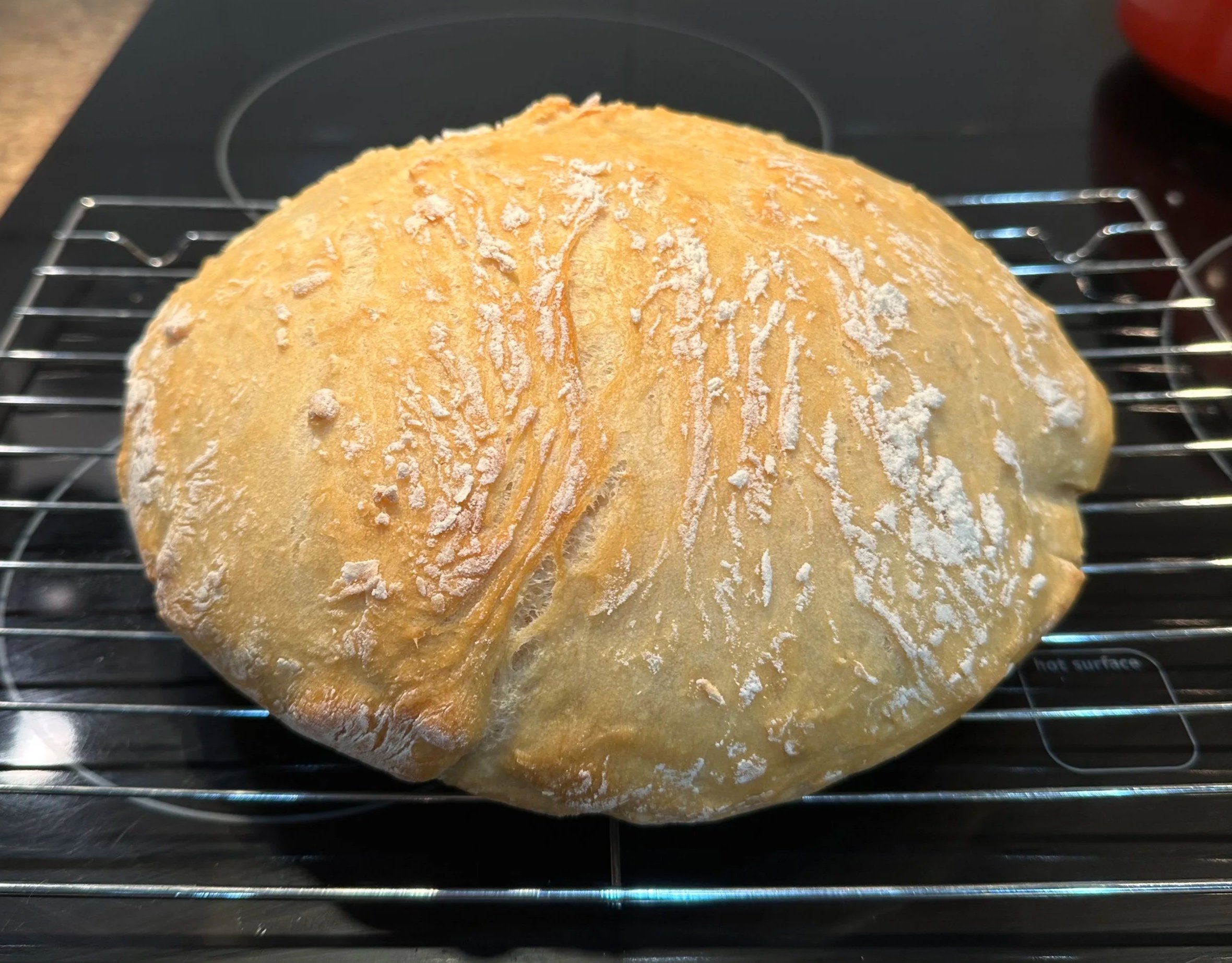 Slightly dense and flat sourdough bread loaf