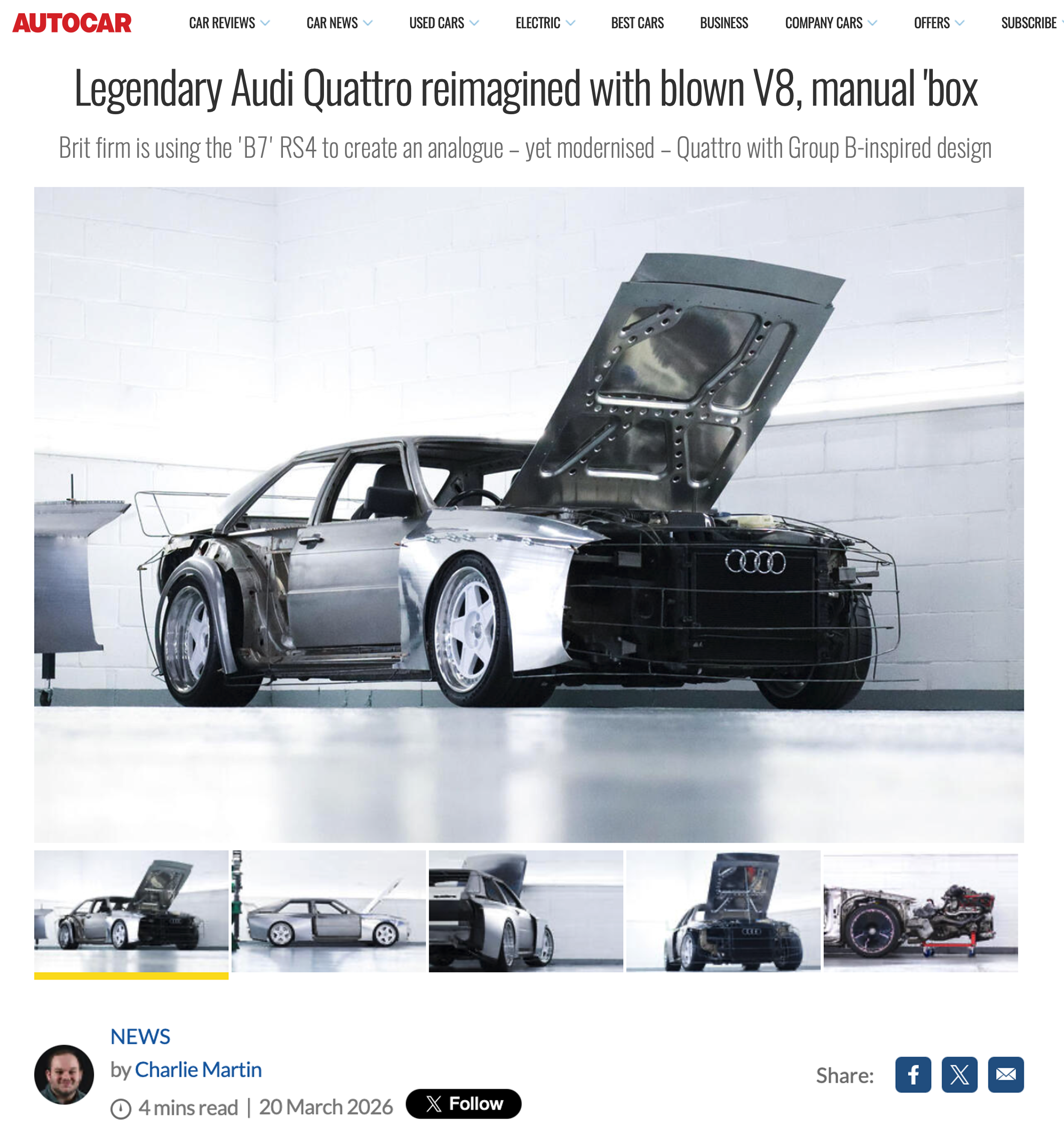 Autocar Audacious Automotive Article Legendary Audi Quattro Reimagined With Blown V8 Manual Analogue Modernised Quattro