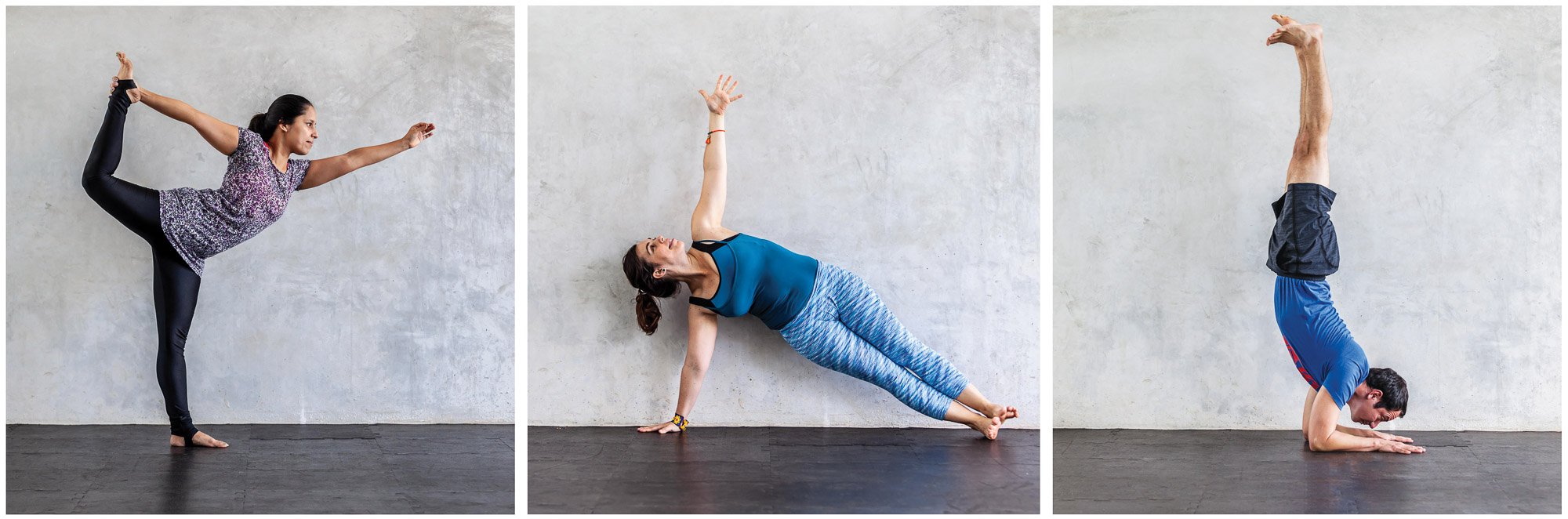 Triptyque mettant en valeur la rigueur de l’alignement et la fluidité des postures, capturé avec précision en studio