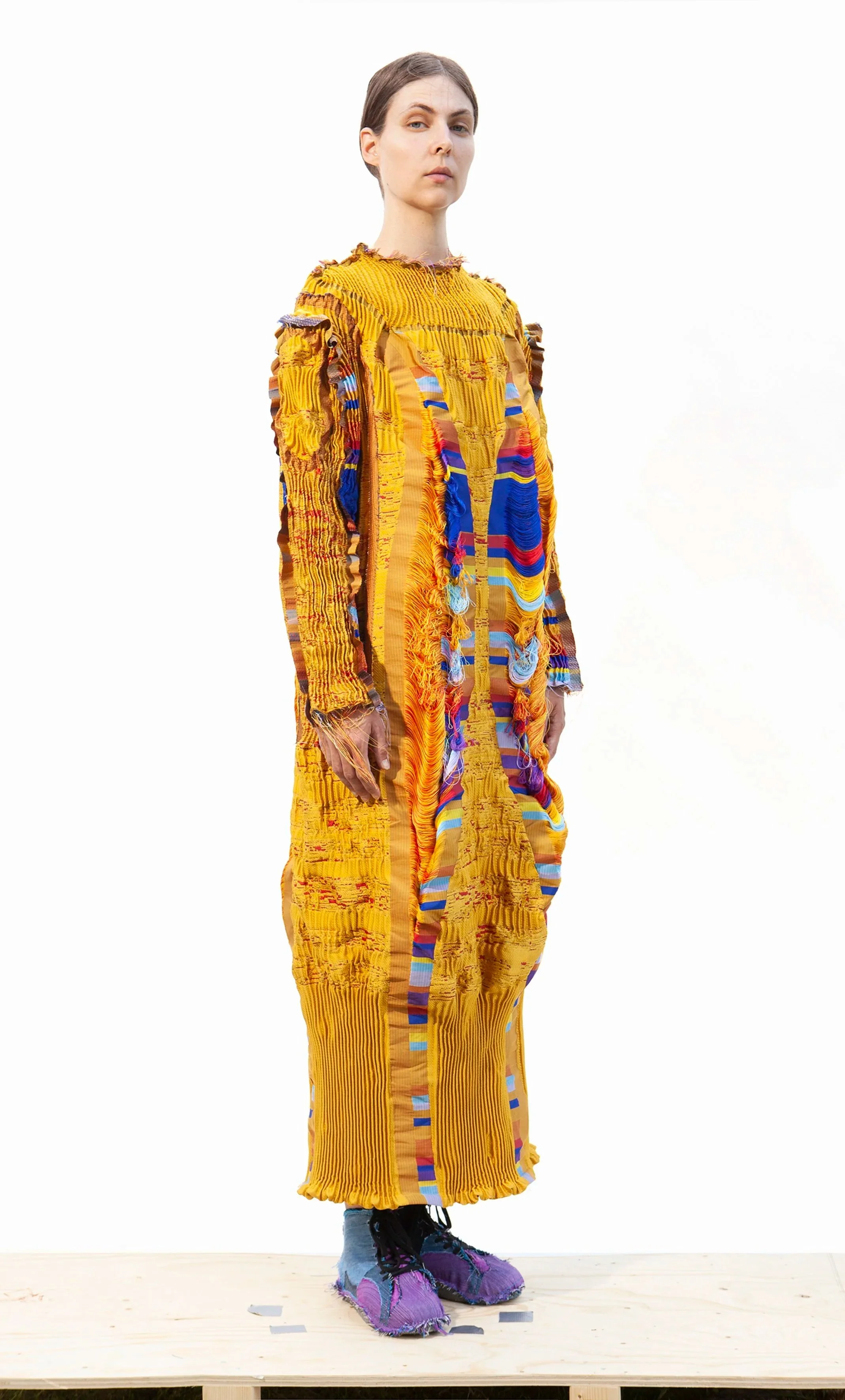 Zero Waste Weavers - Sulfuric Tunic. Textile-form Woven 100% recyclable polyester with heat reactive yarn for adaptive fit