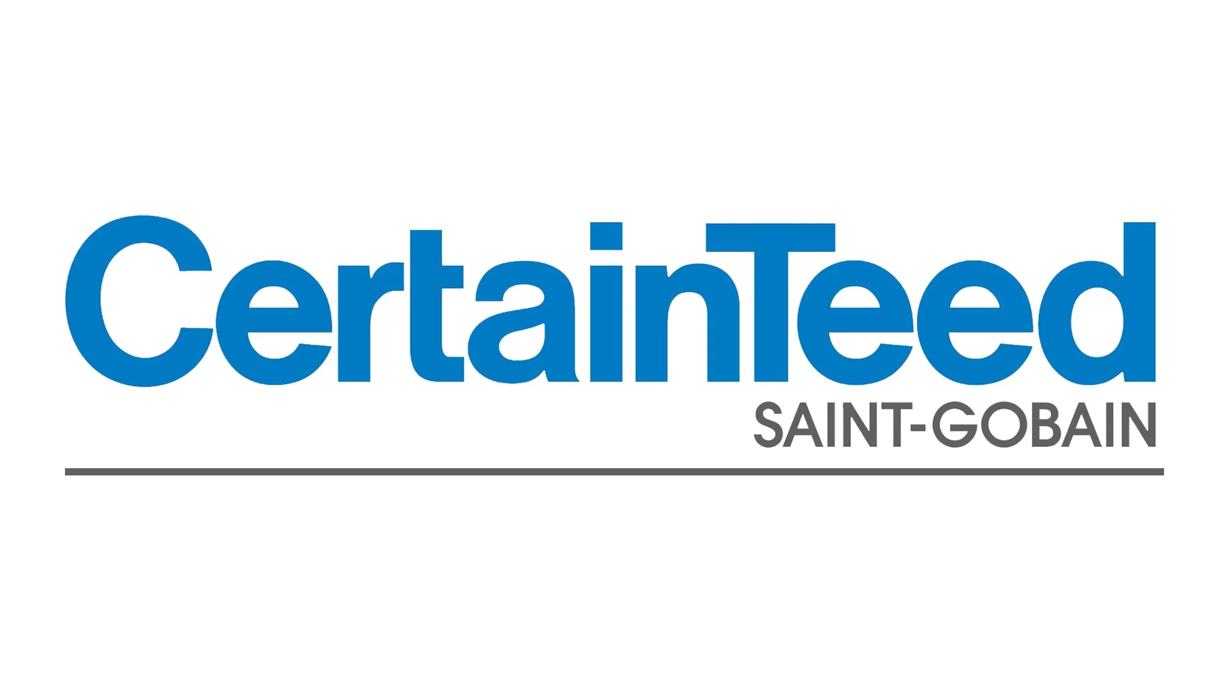 Logo of CertainTeed Saint-Gobain with blue and gray text on a white background.