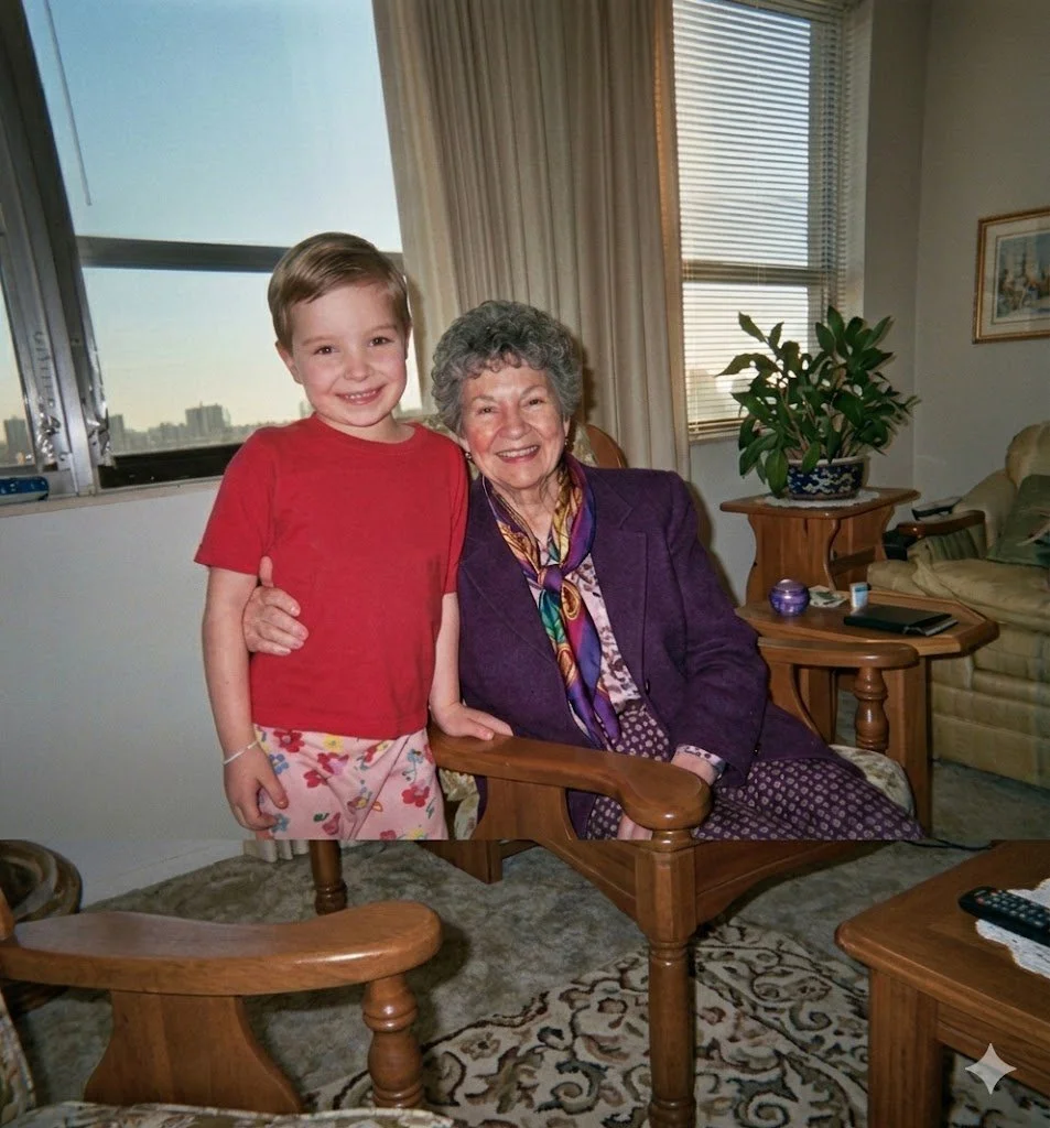 A happy grandmother and young boy, illustrating the positive outcomes of supportive elder care and organizational consultation..