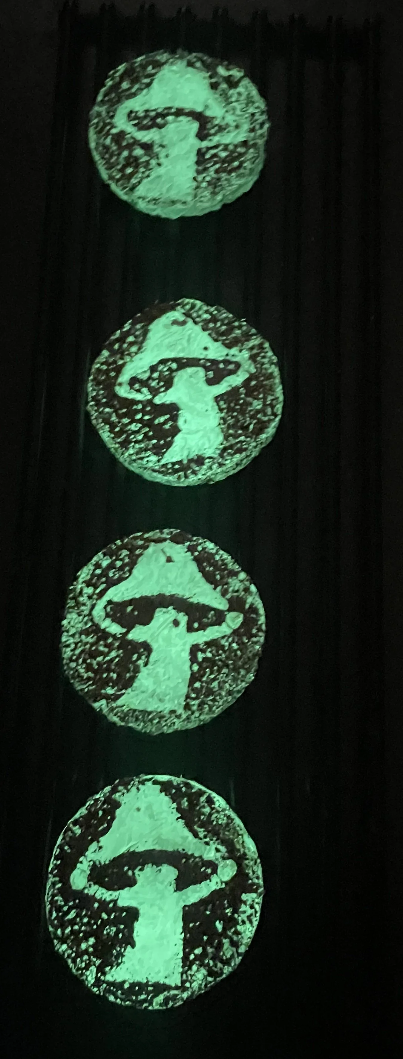 Glow in the dark Mushroom coasters.JPG
