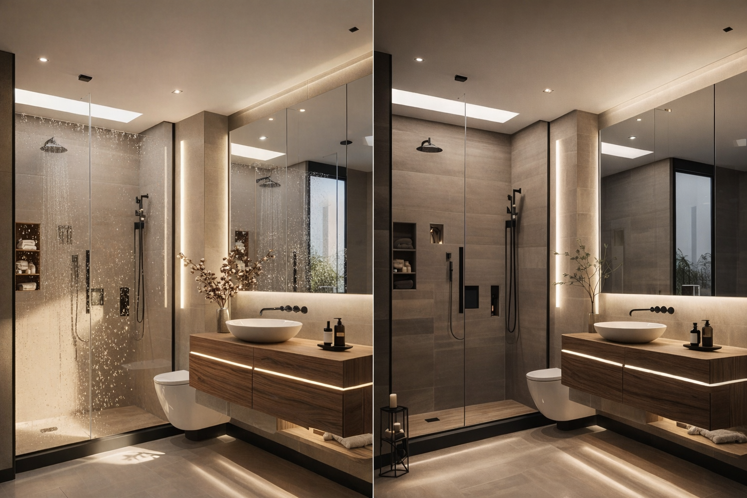 Látványterv - kivitezelés fürdőszoba