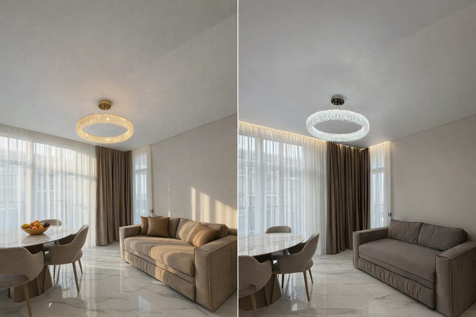 Látványterv - kivitelezés nappali