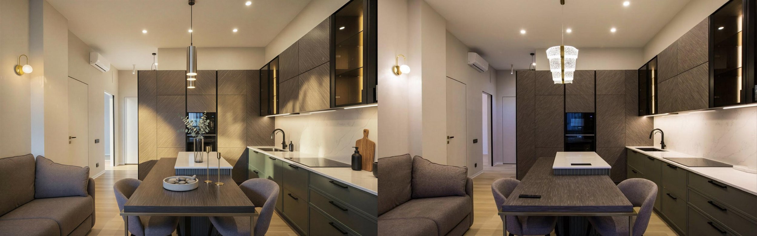 Látványterv - Kivitelezés konyha