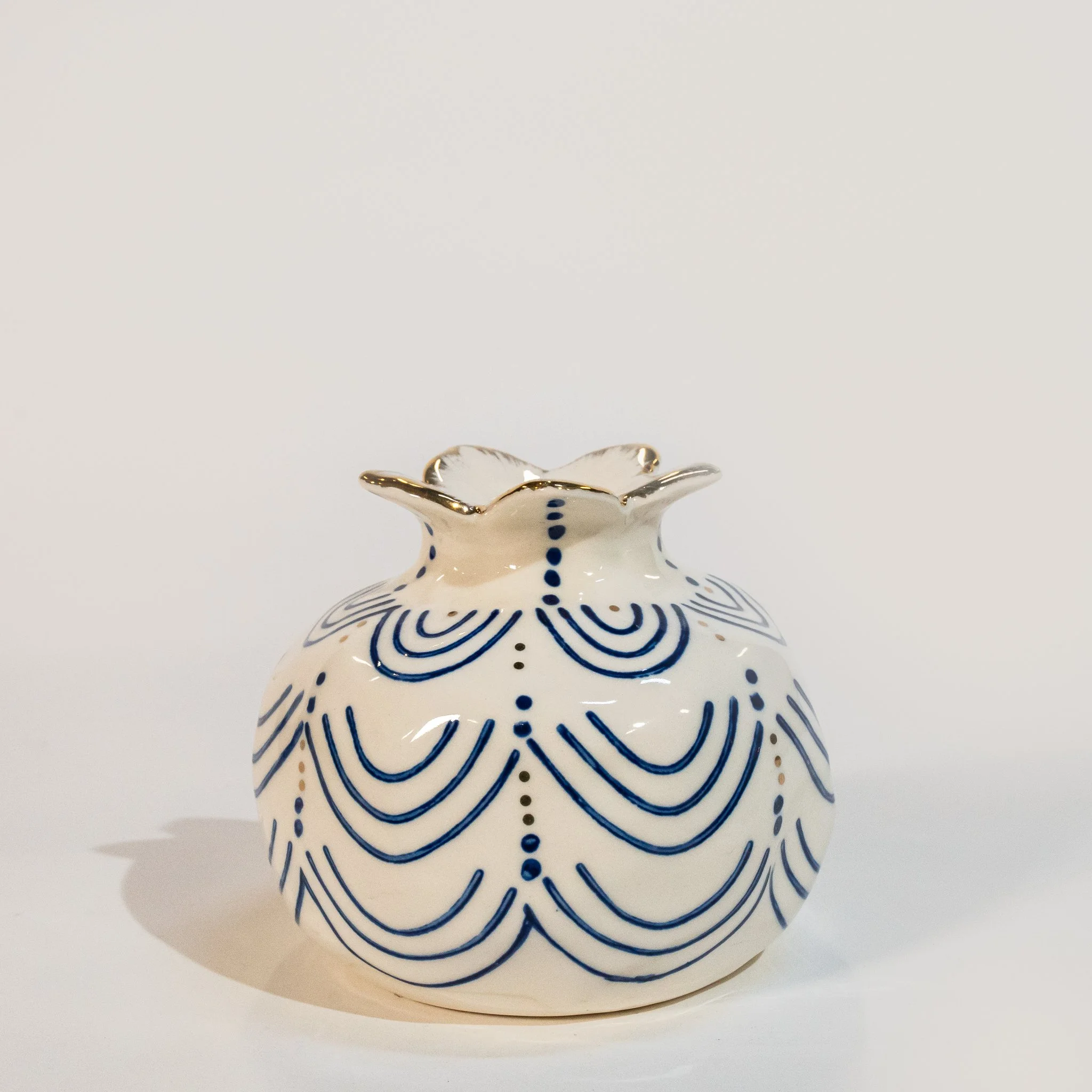 Blue + White Ceramic Vase (3.5’’ x 1’’)