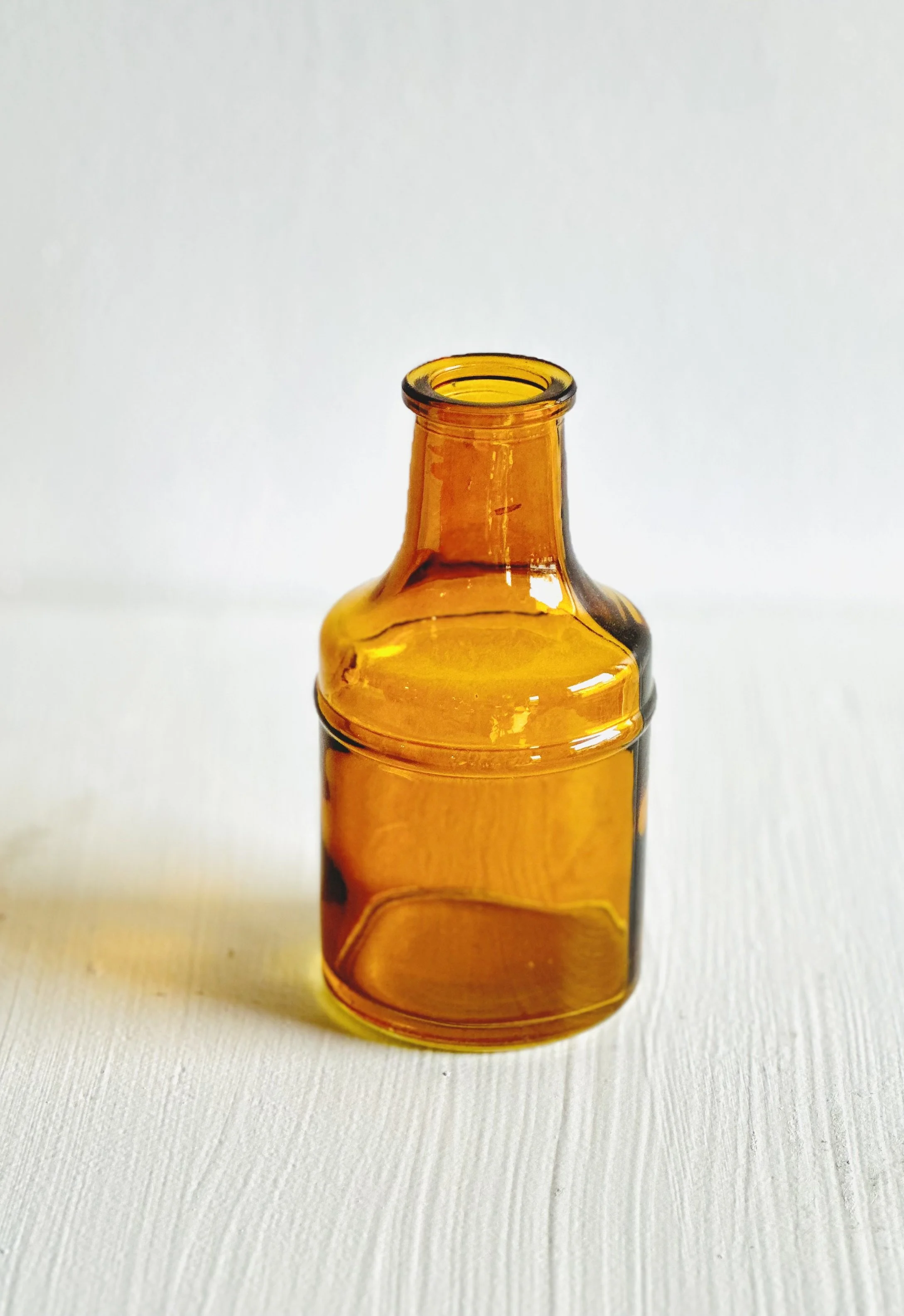 Amber Glass Bottle Bud Vase (2.55"D x 5"H)
