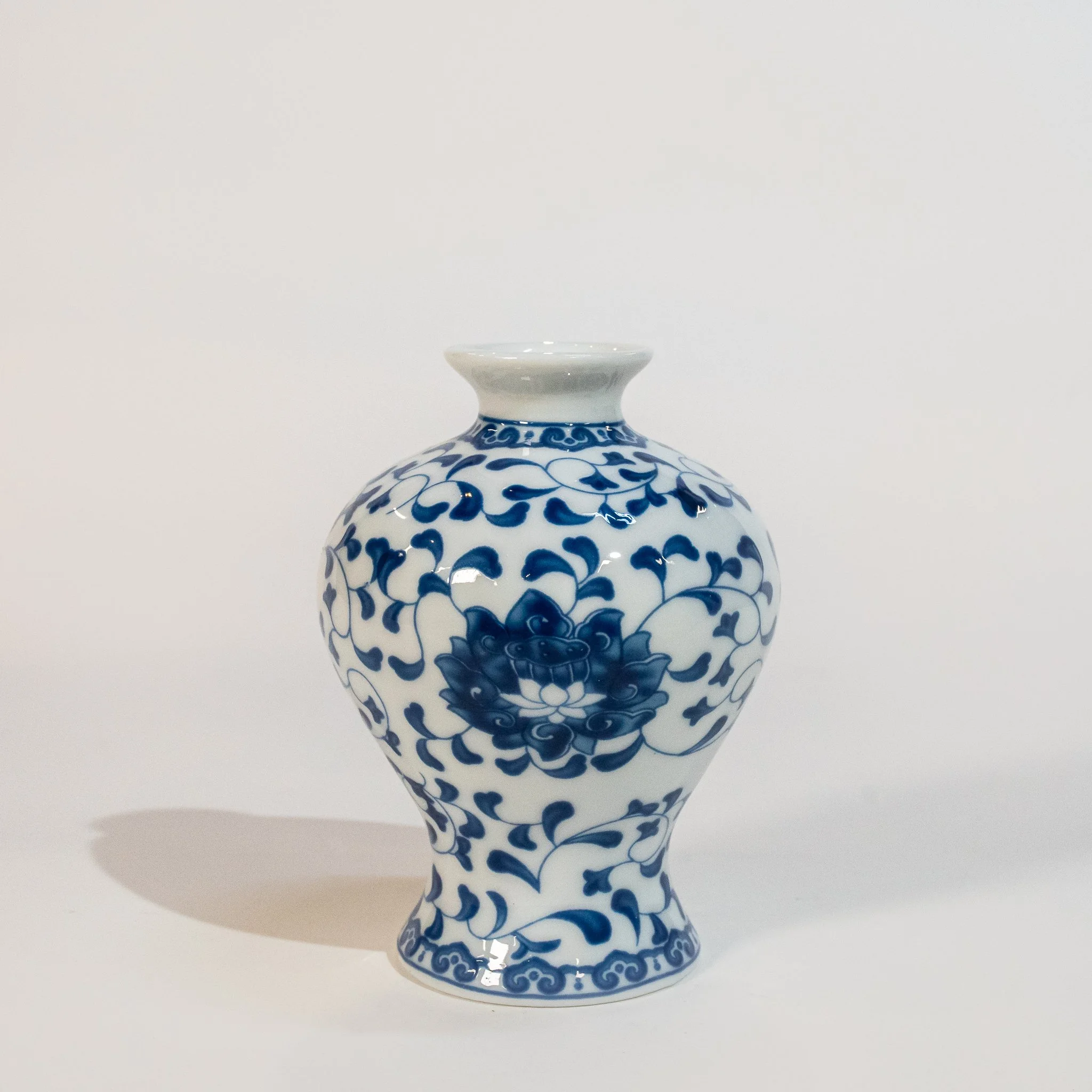 Blue + White Ceramic Vase (3.1" x 3.9")
