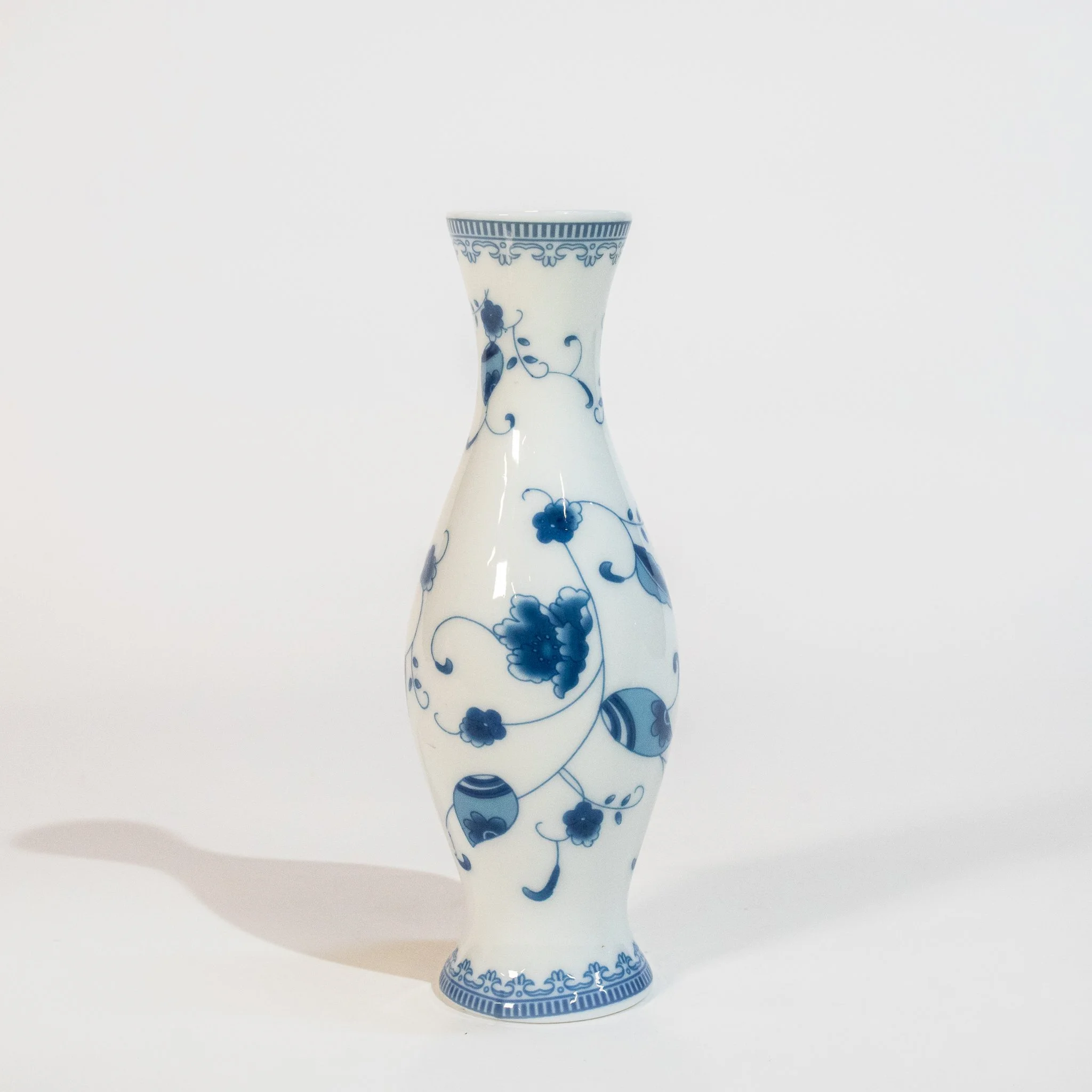Blue + White Ceramic Vase (1.9" x 5.3")
